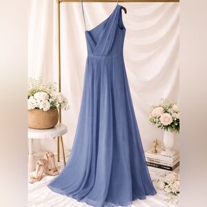Weddington Way One-Shoulder Dusty Blue Bridesmaid Dress